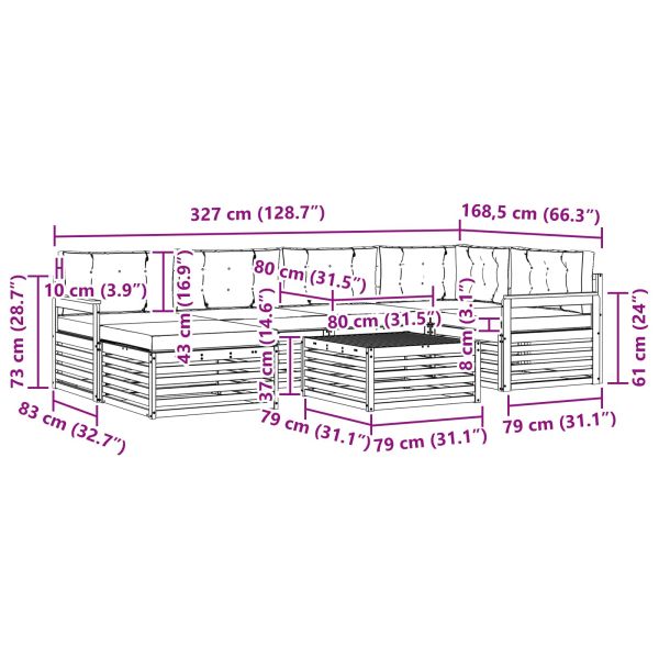Комплект дивани за открито 7 pcs Натурален и Крема