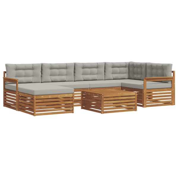 Комплект дивани за открито 7 pcs Естествено и светло сиво