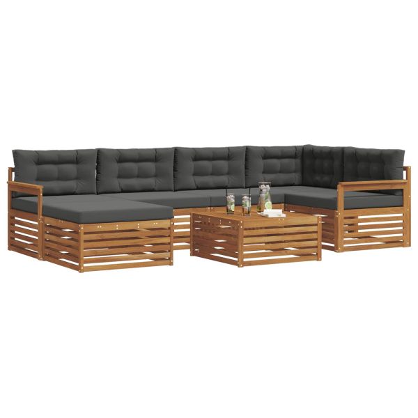 Комплект дивани за открито 7 pcs Натурален и Антрацит