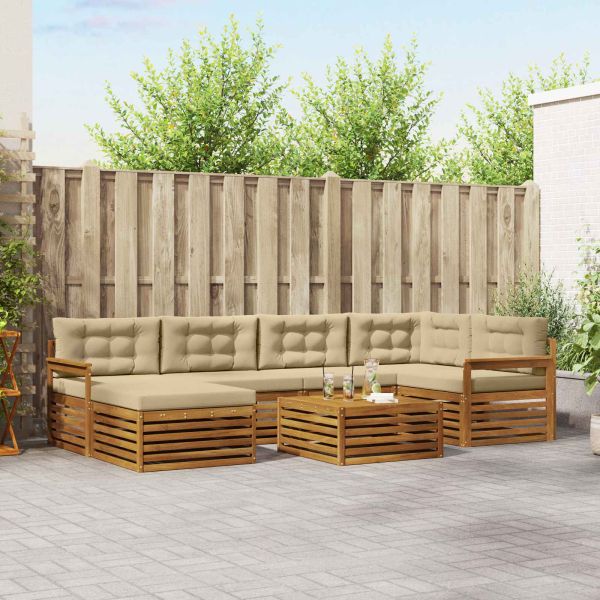 Комплект дивани за открито 7 pcs Натурален и Бежов