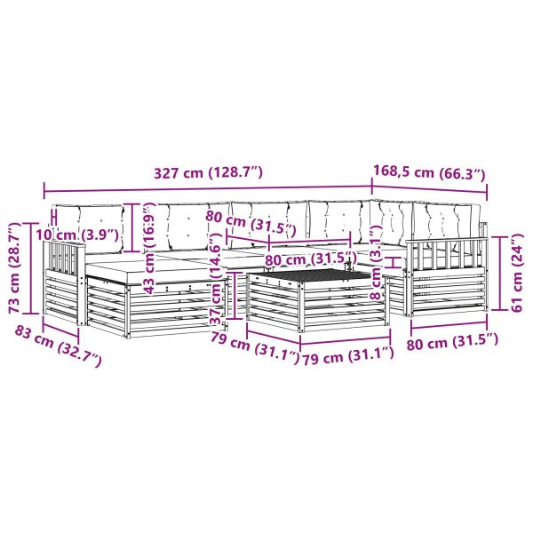 Комплект дивани за открито 7 pcs Натурален и Крема