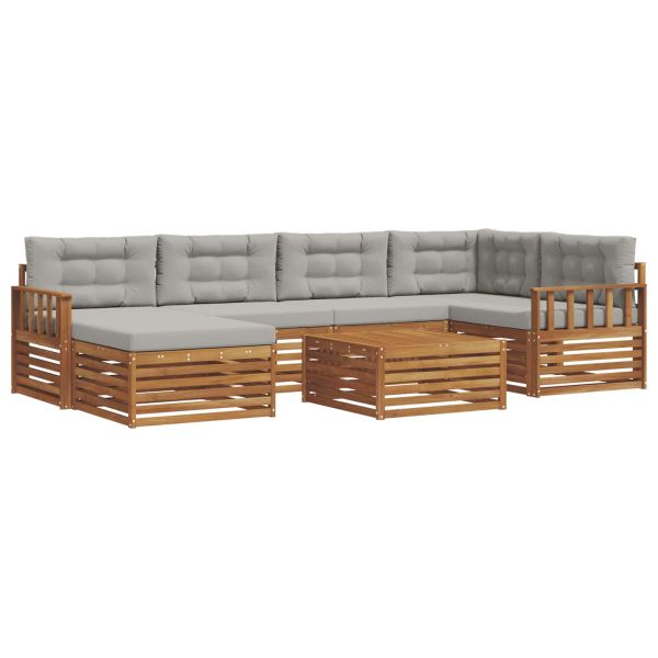 Комплект дивани за открито 7 pcs Естествено и светло сиво