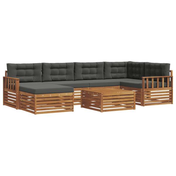 Комплект дивани за открито 7 pcs Натурален и Антрацит