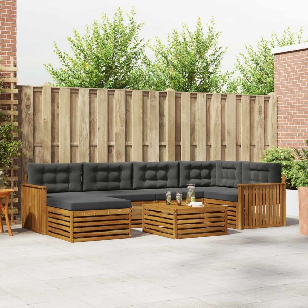 Комплект дивани за открито 7 pcs Натурален и Антрацит