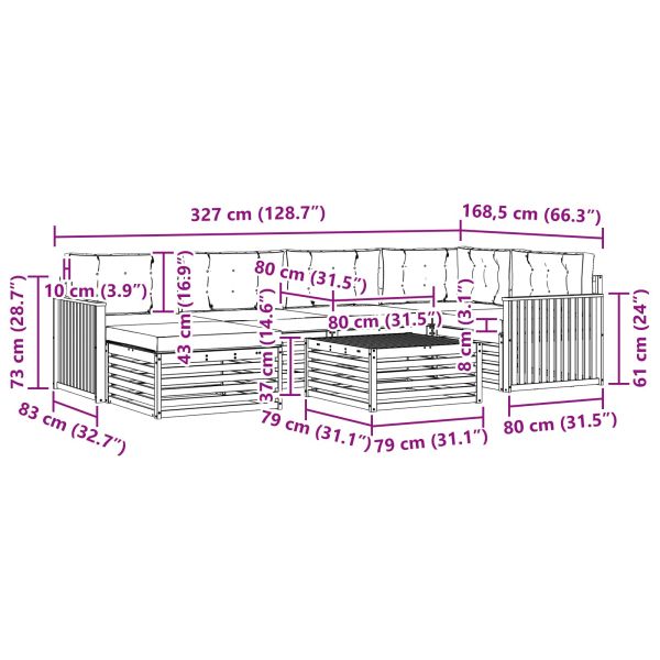 Комплект дивани за открито 7 pcs Натурален и Бежов