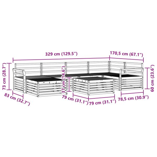 Комплект дивани за открито 7 pcs Естествен