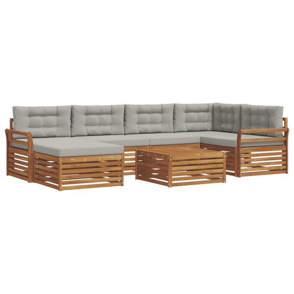 Комплект дивани за открито 7 pcs Естествено и светло сиво