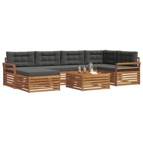 Комплект дивани за открито 7 pcs Натурален и Антрацит