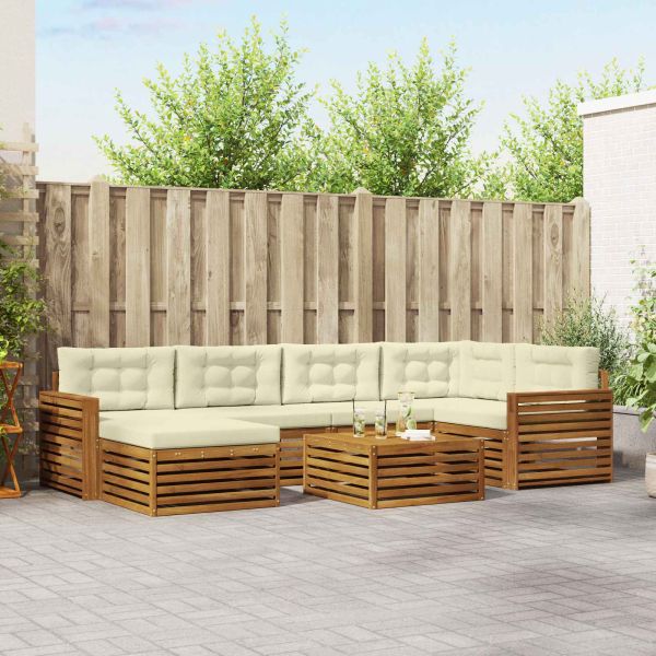 Комплект дивани за открито 7 pcs Натурален и Крема