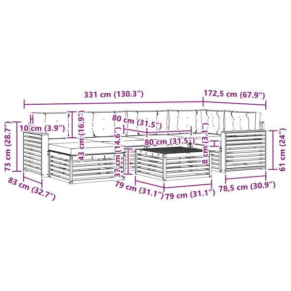 Комплект дивани за открито 7 pcs Естествено и светло сиво