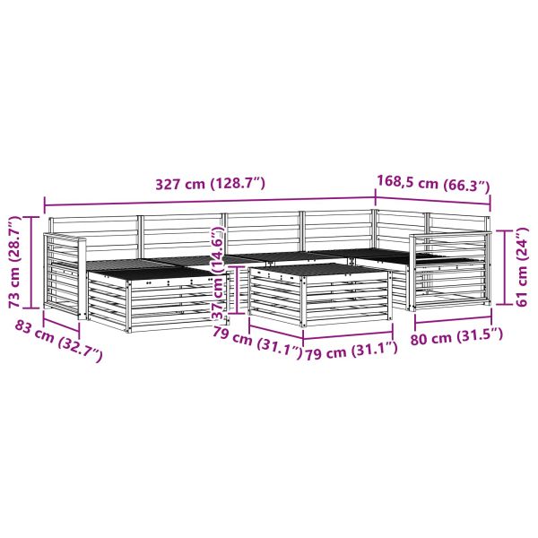 Комплект дивани за открито 7 pcs Естествен