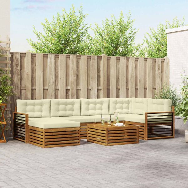 Комплект дивани за открито 7 pcs Натурален и Крема