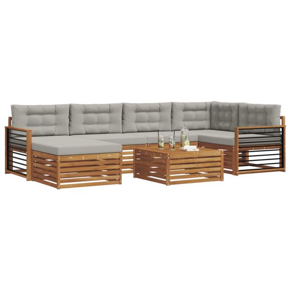 Комплект дивани за открито 7 pcs Естествено и светло сиво