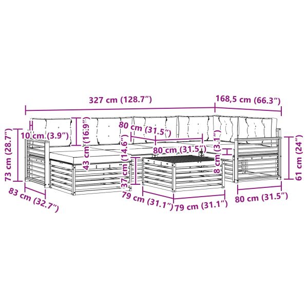 Комплект дивани за открито 7 pcs Естествено и светло сиво
