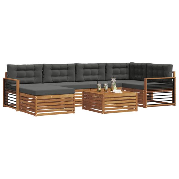Комплект дивани за открито 7 pcs Натурален и Антрацит