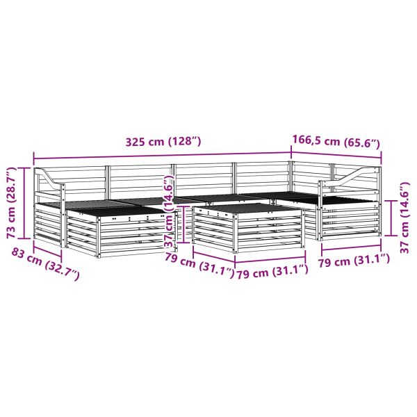 Комплект дивани за открито 7 pcs Естествен