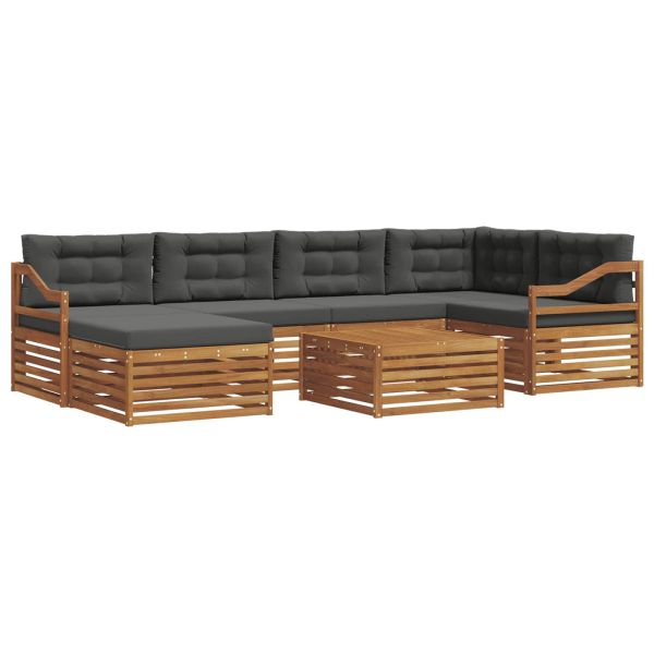 Комплект дивани за открито 7 pcs Натурален и Антрацит