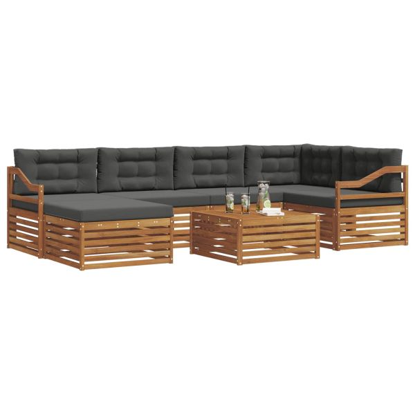 Комплект дивани за открито 7 pcs Натурален и Антрацит