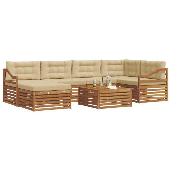 Комплект дивани за открито 7 pcs Натурален и Бежов