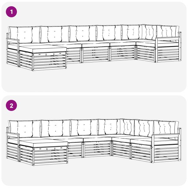 Комплекти дивани 7 pcs Натурален и Бежов Солидно акациево дърво