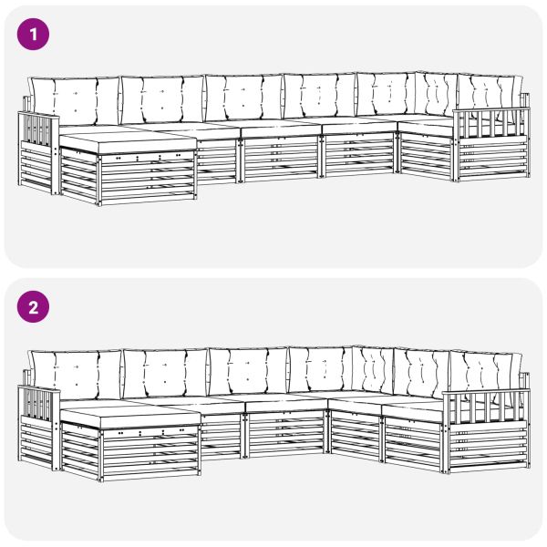 Комплекти дивани 7 pcs Натурален и Крема Солидно акациево дърво