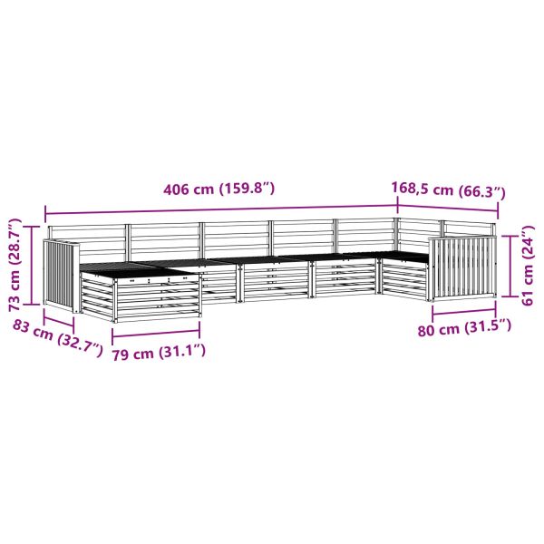 Комплекти дивани 7 pcs Естествен Солидно акациево дърво