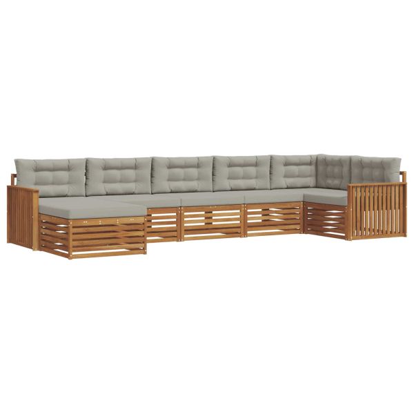 Комплекти дивани с възглавница 7 pcs Естествено и светло сиво