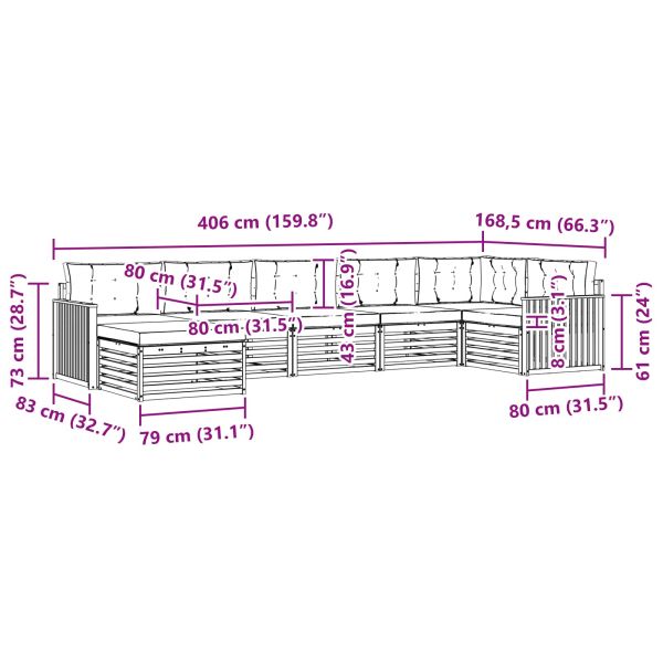 Комплекти дивани с възглавница 7 pcs Естествено и светло сиво