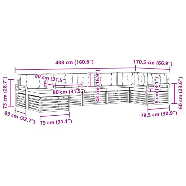 Комплекти дивани с възглавница 7 pcs Естествено и светло сиво