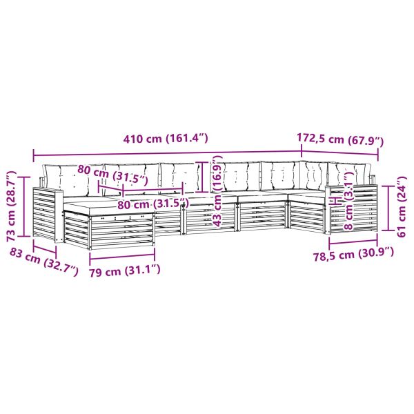 Комплекти дивани с възглавница 7 pcs Естествено и светло сиво