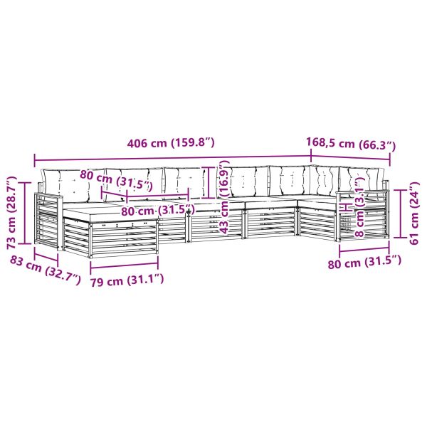 Комплекти дивани с възглавница 7 pcs Натурален и Антрацит