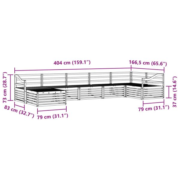 Комплекти дивани 7 pcs Естествен Солидно акациево дърво