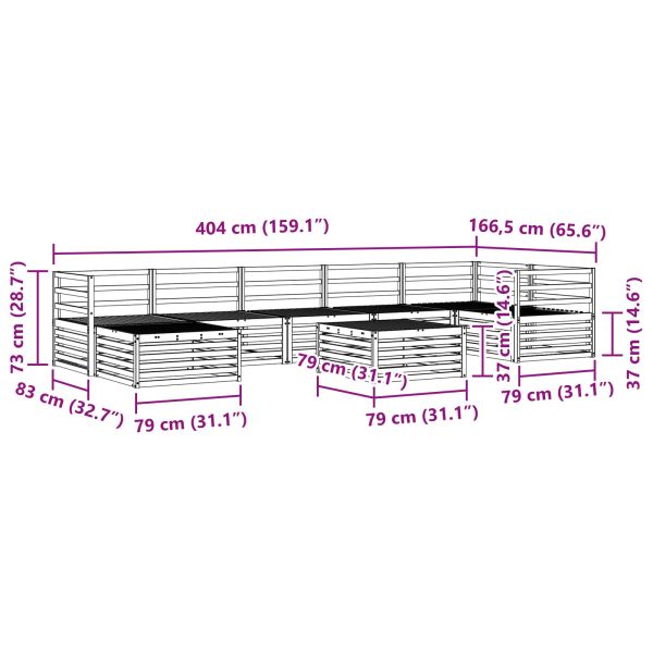 Комплекти дивани 8 pcs Естествен Солидно акациево дърво