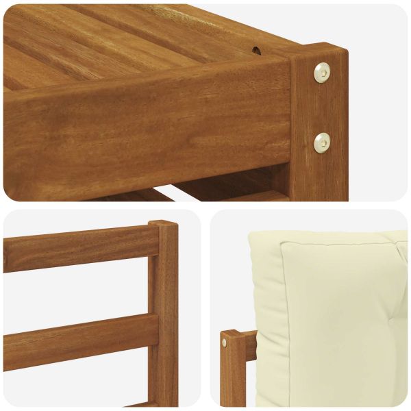 Комплекти дивани 8 pcs Натурален и Крема Солидно акациево дърво