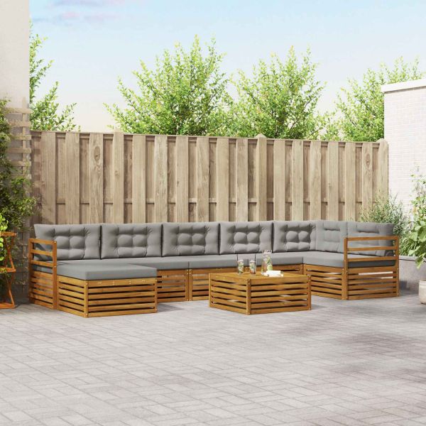 Комплекти дивани с възглавница 8 pcs Естествено и светло сиво