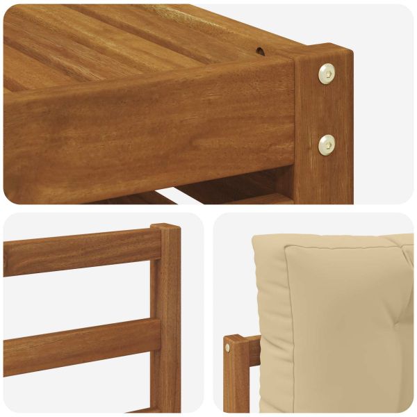 Комплекти дивани 8 pcs Натурален и Бежов Солидно акациево дърво