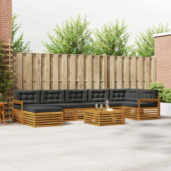 Комплекти дивани с възглавница 8 pcs Натурален и Антрацит