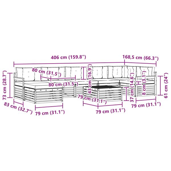 Комплекти дивани с възглавница 8 pcs Натурален и Антрацит