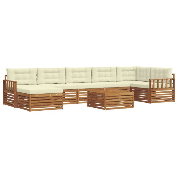 Комплекти дивани 8 pcs Натурален и Крема Солидно акациево дърво