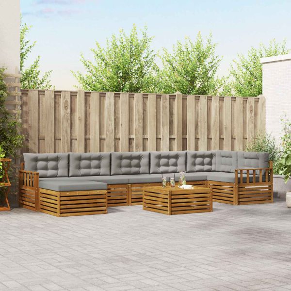 Комплекти дивани с възглавница 8 pcs Естествено и светло сиво