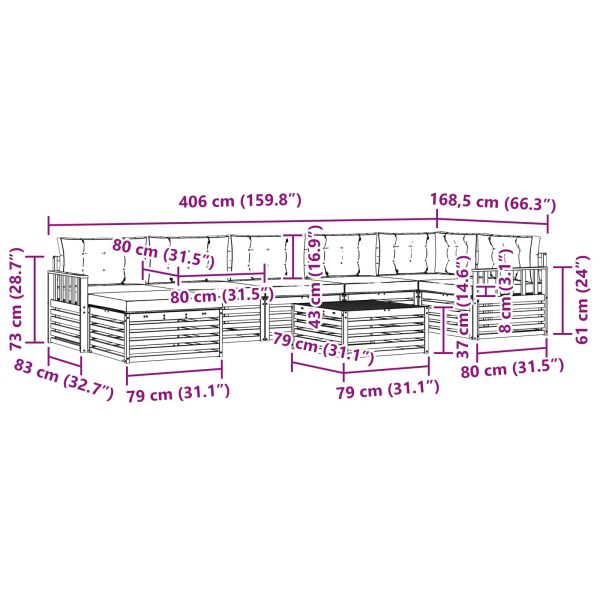 Комплекти дивани с възглавница 8 pcs Естествено и светло сиво
