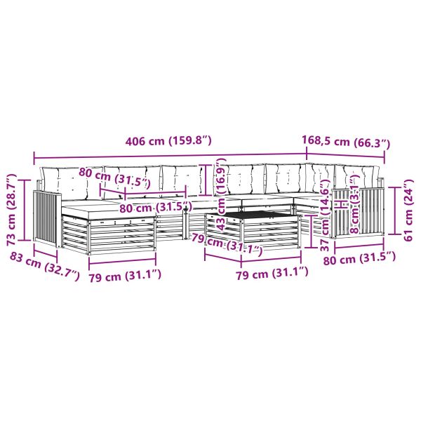 Комплекти дивани с възглавница 8 pcs Естествено и светло сиво
