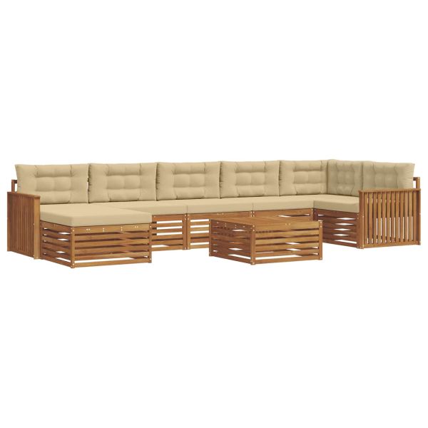 Комплекти дивани 8 pcs Натурален и Бежов Солидно акациево дърво