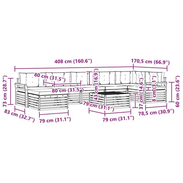 Комплекти дивани с възглавница 8 pcs Натурален и Антрацит