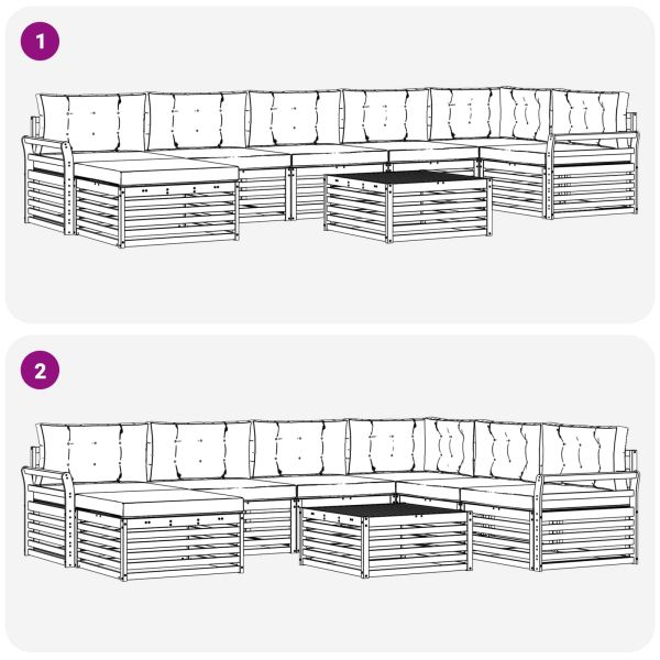 Комплекти дивани 8 pcs Натурален и Бежов Солидно акациево дърво