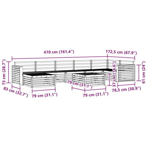 Комплекти дивани 8 pcs Естествен Солидно акациево дърво