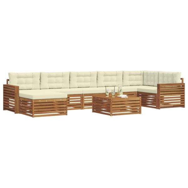 Комплекти дивани 8 pcs Натурален и Крема Солидно акациево дърво
