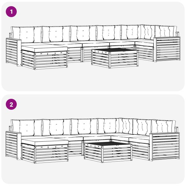 Комплекти дивани 8 pcs Натурален и Крема Солидно акациево дърво