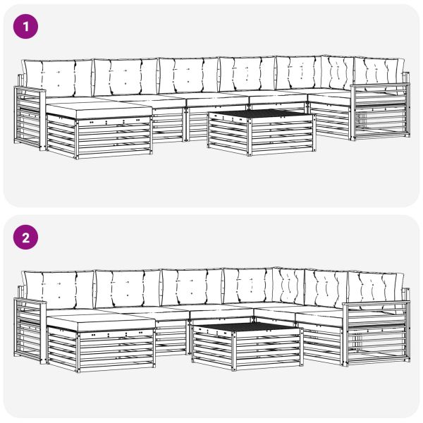 Комплекти дивани 8 pcs Натурален и Бежов Солидно акациево дърво
