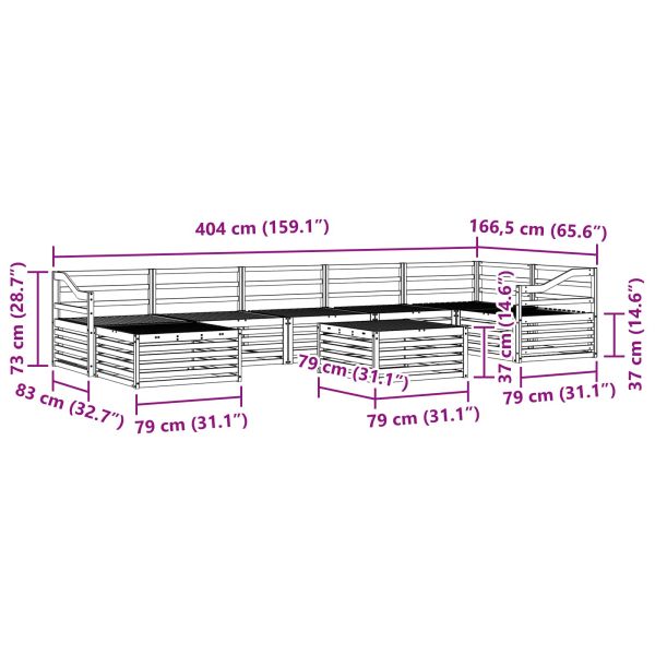 Комплекти дивани 8 pcs Естествен Солидно акациево дърво